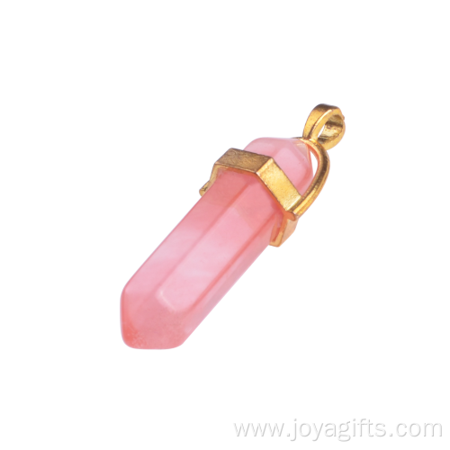 Wholesale Jewelry Gold Plated Bullet Shape Men Natural Stones Pendant Necklace